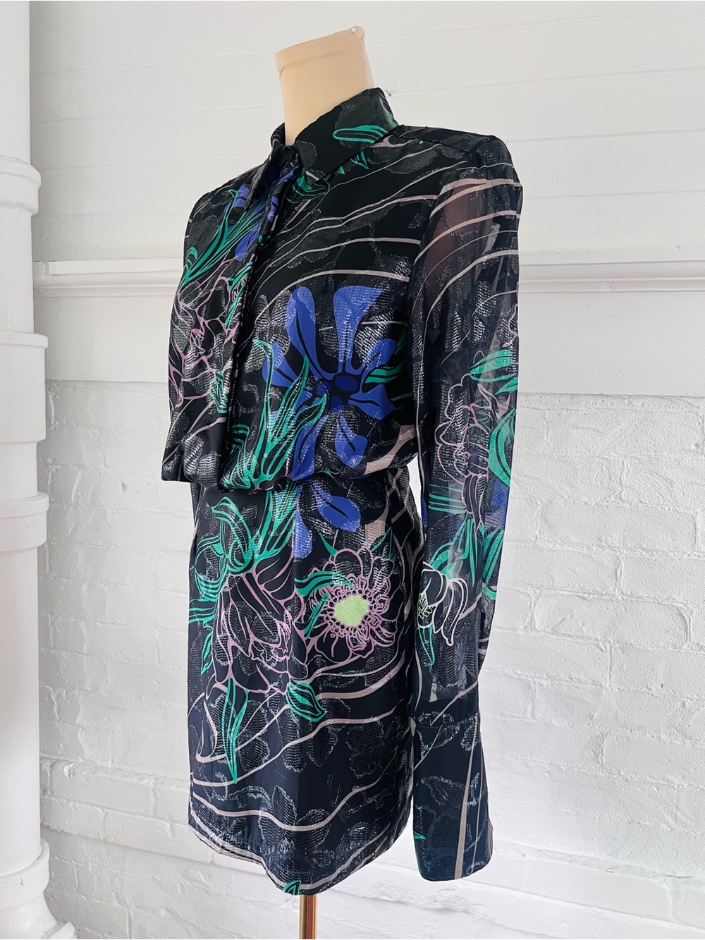 Sabina Musayev Abby Mini Dress Black Floral Metallic Size XS New With Tags - Picture 6 of 17